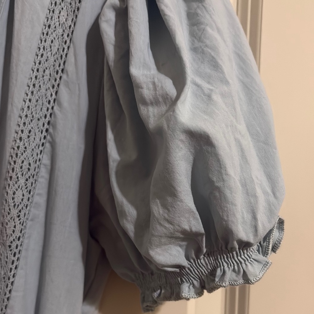 MARBLE Light Blue Ruffle Trim Top - Picture 3 of 5